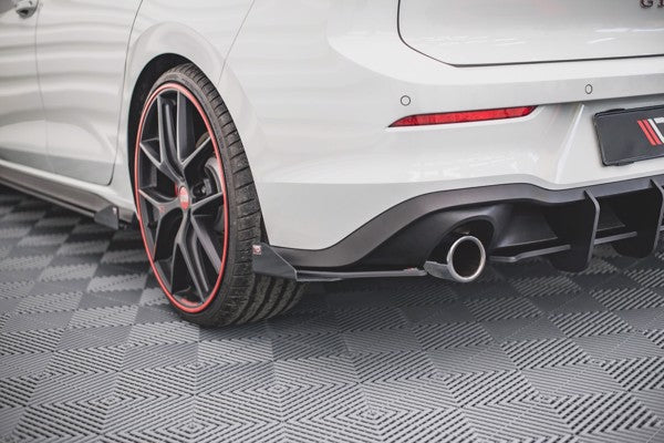 Maxton Racing Durability Rear Side Splitters + Flaps Volkswagen Golf 8 Gti - Black + Gloss Flaps    