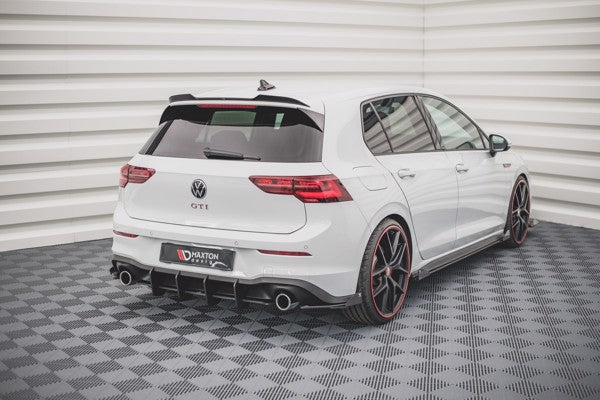 Maxton Racing Durability Rear Side Splitters + Flaps Volkswagen Golf 8 Gti - Black + Gloss Flaps    