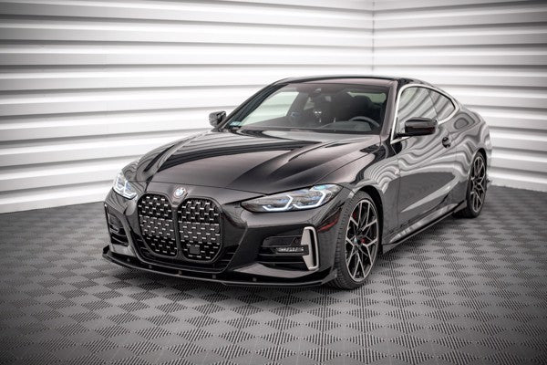 Maxton Street Pro Front Splitter + Flaps BMW 4 M-Pack G22 - Black + Gloss Flaps    