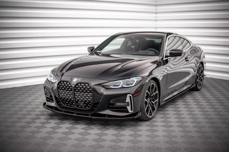 Maxton Street Pro Front Splitter + Flaps BMW 4 M-Pack G22 - Black + Gloss Flaps    