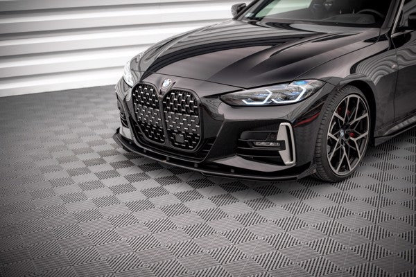 Maxton Street Pro Front Splitter + Flaps BMW 4 M-Pack G22 - Black + Gloss Flaps    