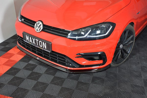 Maxton Front Splitter V.6 VW Golf 7 R / R-Line Facelift - Gloss Black