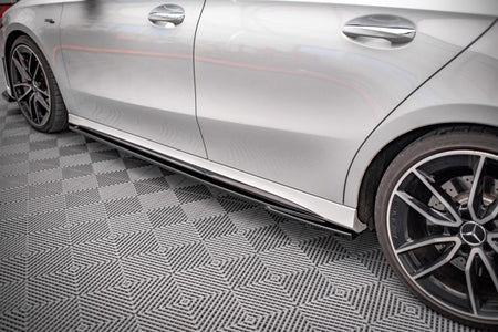 Maxton Side Skirts Diffusers V.2  Mercedes A35 Amg / Amg-Line W177  - Gloss Black