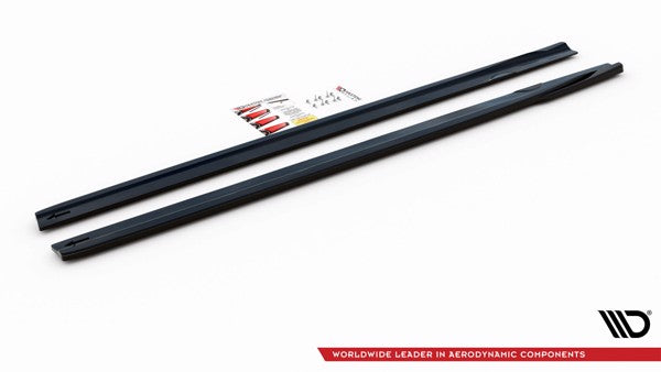 Maxton Side Skirts Diffusers V.2  Mercedes A35 Amg / Amg-Line W177  - Gloss Black