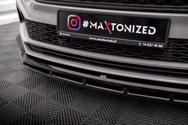 Maxton Front Splitter Skoda Karoq Sportline Mk1 Facelift - Gloss Black