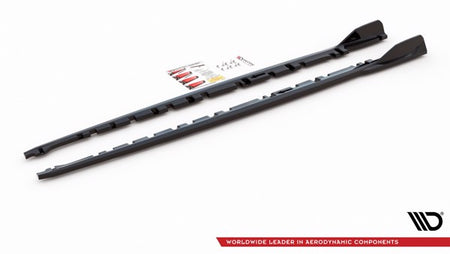 Maxton Side Skirts Diffusers V.3 For BMW 1 F40 M-Pack/ M135I  - Gloss Black