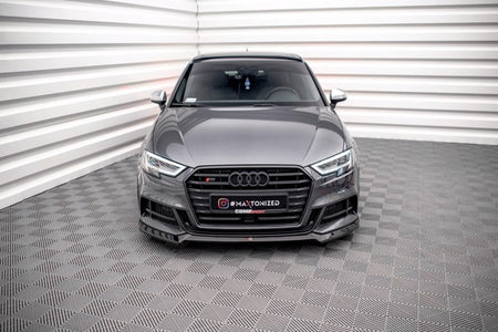 Maxton Front Splitter V.3 Audi S3 / A3 S-Line Sportback 8V Facelift - Gloss Black