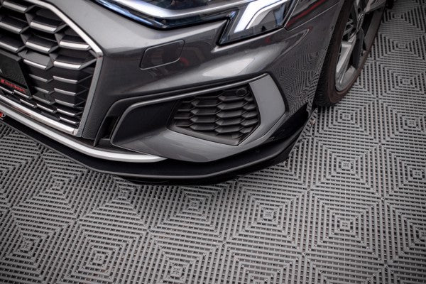 Maxton Street Pro Front Splitter V.1 + Flaps Audi S3 / A3 S-Line 8Y - Black + Gloss Flaps    