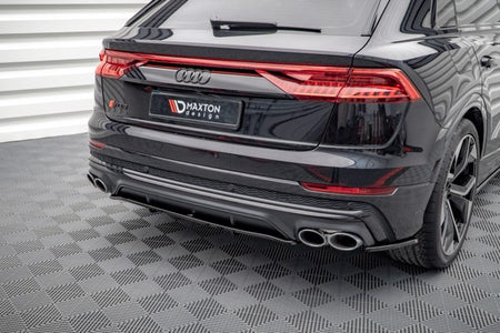 Maxton Central Rear Splitter (With Vertical Bars) Audi Sq8 Mk1 - Gloss Black
