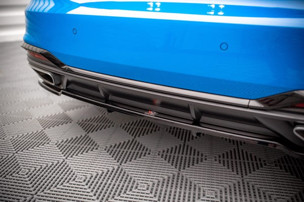 Maxton Central Rear Splitter (With Vertical Bars) Audi A5 S-Line F5 Facelift - Gloss Black