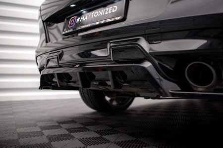 Maxton Central Rear Splitter (With Vertical Bars) BMW X6 M F96 - Gloss Black