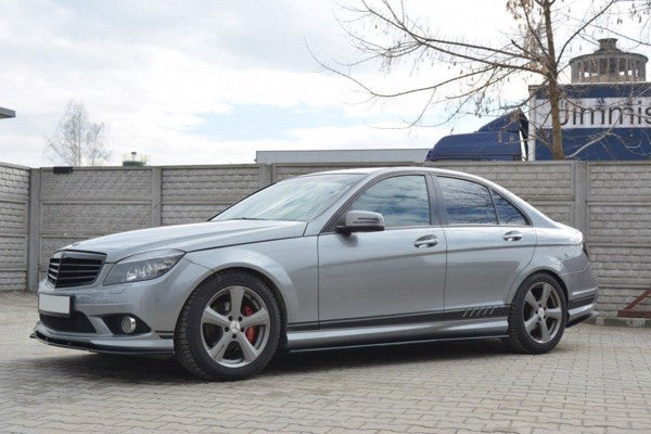 Maxton Side Skirts Diffusers Mercedes C W204 Amg-Line (Preface) - Gloss Black