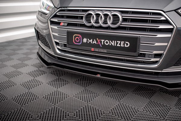 Maxton Front Splitter V.1 Audi A5 F5 S-Line - Gloss Black
