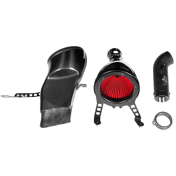 Eventuri carbon indsugningskit med glans til Toyota GR Yaris, inklusive luftfilter og monteringsdele.