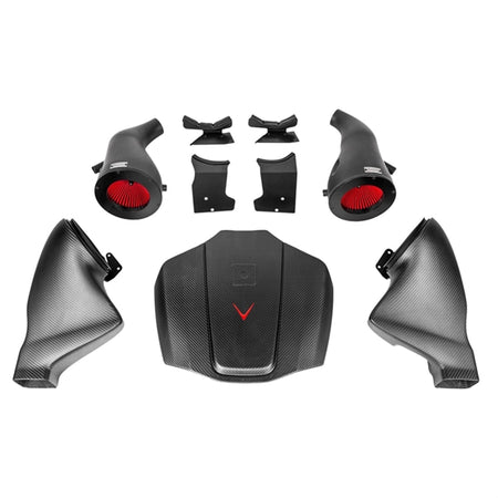 Eventuri carbon air intake system med gloss finish til Mercedes C190/R190 AMG GTR, GTS og GT, bestående af luftkanaler, filtre o
