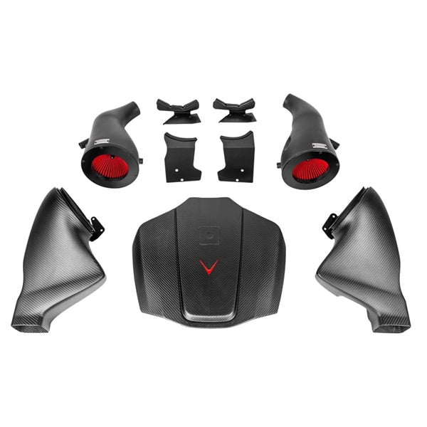 Eventuri carbon air intake system med gloss finish til Mercedes C190/R190 AMG GTR, GTS og GT, bestående af luftkanaler, filtre o