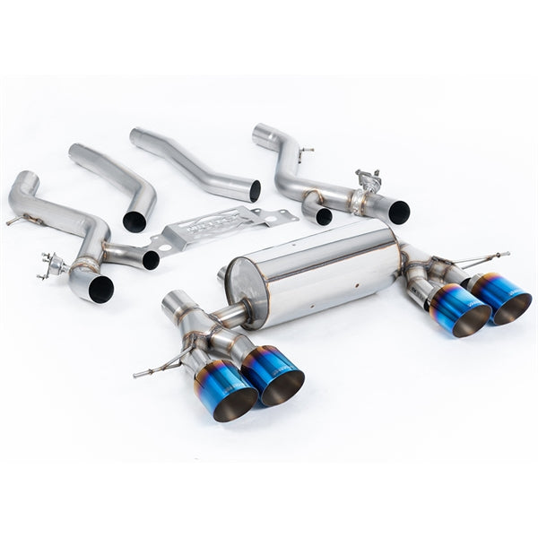 Milltek OPF/GPF-Bagpotte Med Midterresonator-Bypass Og GT-115 Brændt/blå Titaniumafslutninger Til BMW 2-Serie M2 Coupé (G87 S58 OPF/GPF-modeller)
