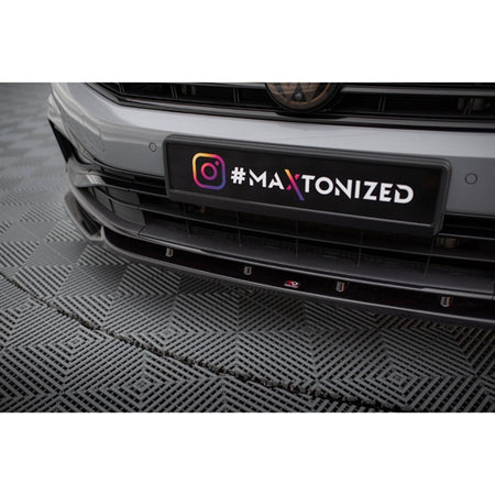 Maxton Front Splitter V2 VW Passat R-Line B8 Facelift - Gloss Black