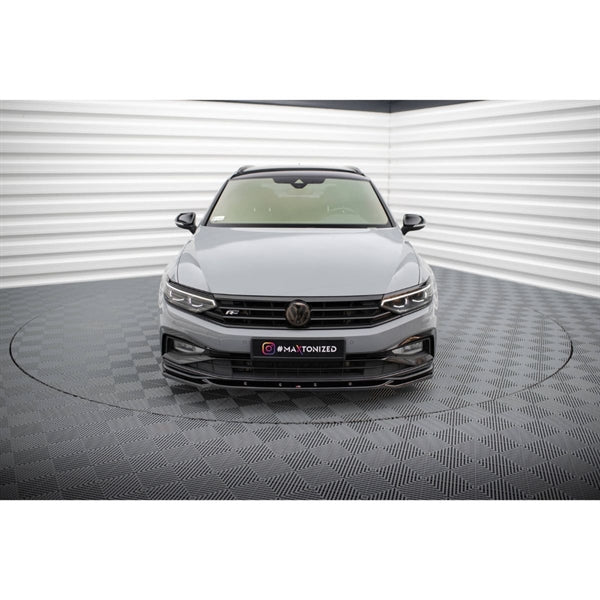 Maxton Front Splitter V2 VW Passat R-Line B8 Facelift - Gloss Black