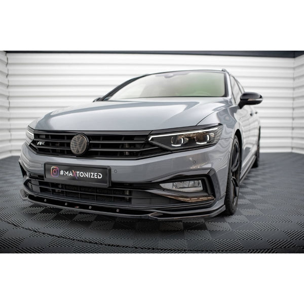 Maxton Front Splitter V2 VW Passat R-Line B8 Facelift - Gloss Black