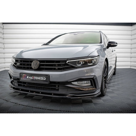 Maxton Front Splitter V2 VW Passat R-Line B8 Facelift - Gloss Black