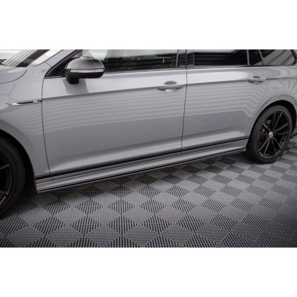 Maxton Side Skirts Diffusers VW Passat R-Line B8 Facelift - Gloss Black