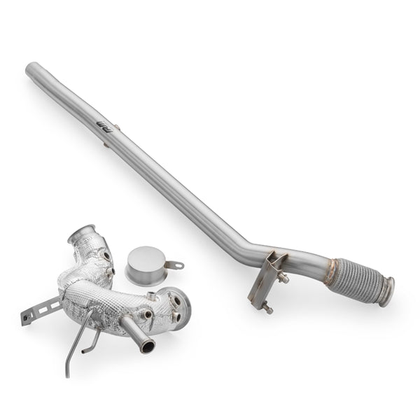 RM Motors Downpipe + DPF OFF Sæt VW Golf VIII 2.0 TDI GTD, Med Varmeskjold