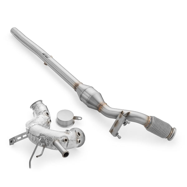 RM Motors Downpipe + DPF OFF Sæt VW Golf VIII 2.0 TDI GTD, Katalysator - Euro 5, Kapacitet - 200 cpsi, Med Varmeskjold