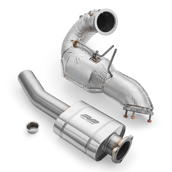 RM Motors Downpipe Sæt Audi A4 S4 / Avant Quattro / Avant 3.0 TDI, OBD, Med Lyddæmper Og Varmeskjold