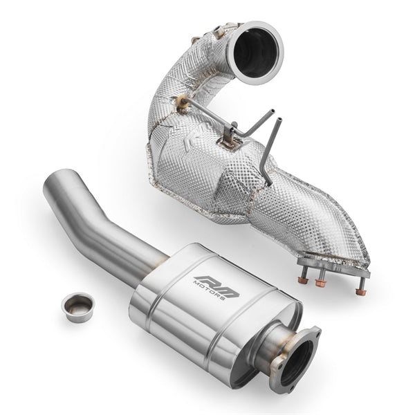 RM Motors Downpipe Sæt Audi A5 S5 / Cabriolet / Sportback / Coupe 3.0 TDI, Uden Katalysator, Med Lyddæmper, Sæt med Lyddæmper Og Varmeskjold