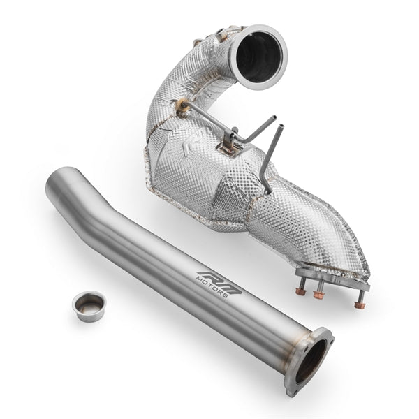 RM Motors Downpipe Sæt Audi Q5 3.0 TDI, Uden Katalysator, Uden Lyddæmper, Sæt med Lyddæmper Og Varmeskjold