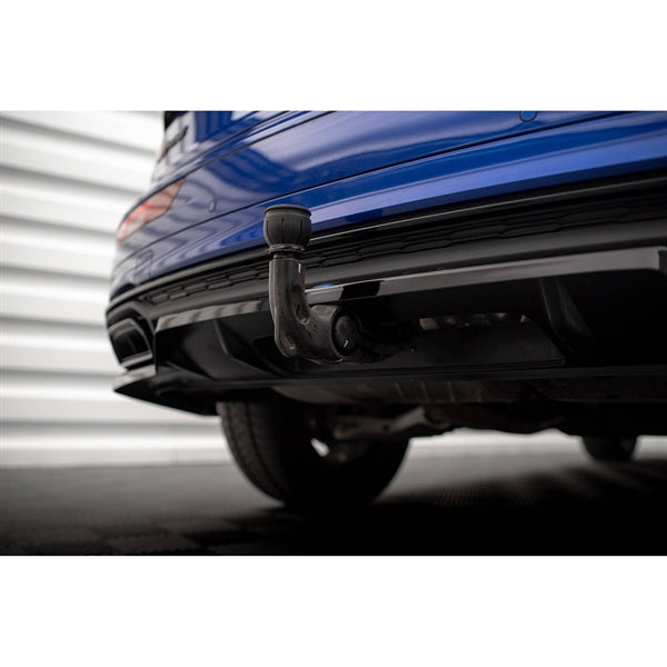 Maxton Central Rear Splitter (With Vertical Bars) Audi Q5 S-line SUV MK2 Facelift - Gloss Black