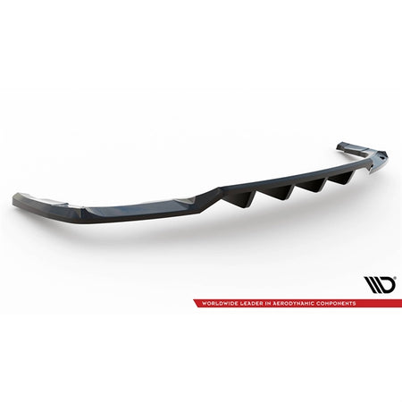 Maxton Central Rear Splitter (With Vertical Bars) Audi Q5 S-line SUV MK2 Facelift - Gloss Black