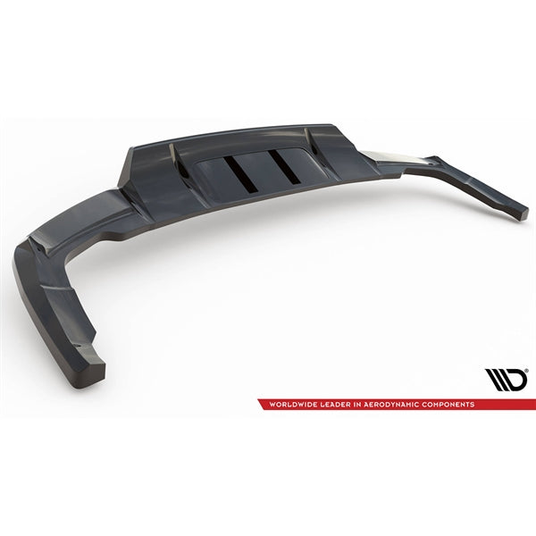 Maxton Central Rear Splitter (With Vertical Bars) Audi Q5 S-line SUV MK2 Facelift - Gloss Black