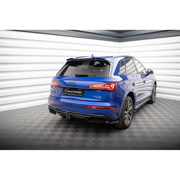Maxton Central Rear Splitter (With Vertical Bars) Audi Q5 S-line SUV MK2 Facelift - Gloss Black
