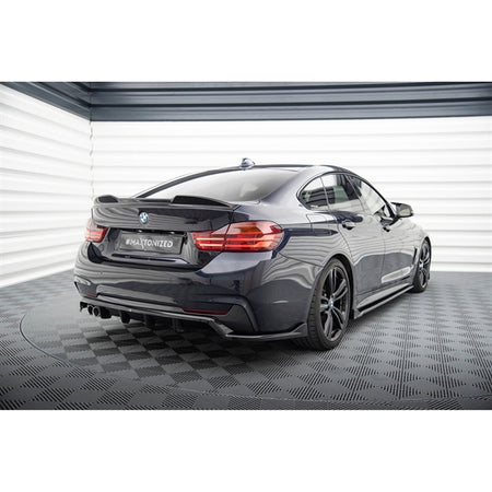 Maxton Central Rear Splitter (With Vertical Bars) BMW 4 Gran Coupe M-Pack F36 - Gloss Black