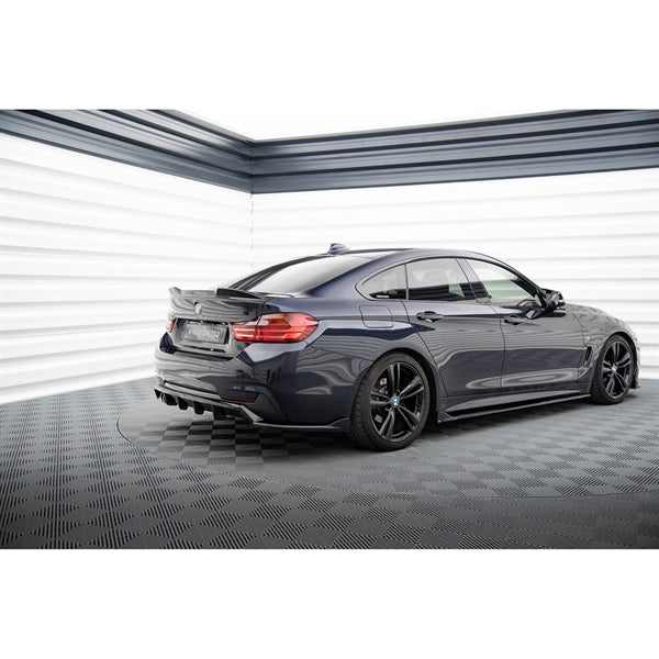 Maxton Central Rear Splitter (With Vertical Bars) BMW 4 Gran Coupe M-Pack F36 - Gloss Black