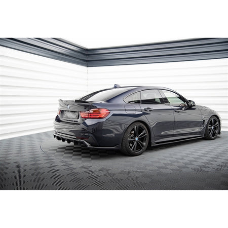 Maxton Central Rear Splitter (With Vertical Bars) BMW 4 Gran Coupe M-Pack F36 - Gloss Black