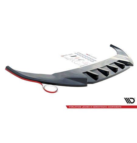Maxton Central Rear Splitter (With Vertical Bars) Toyota IQ - Gloss Black