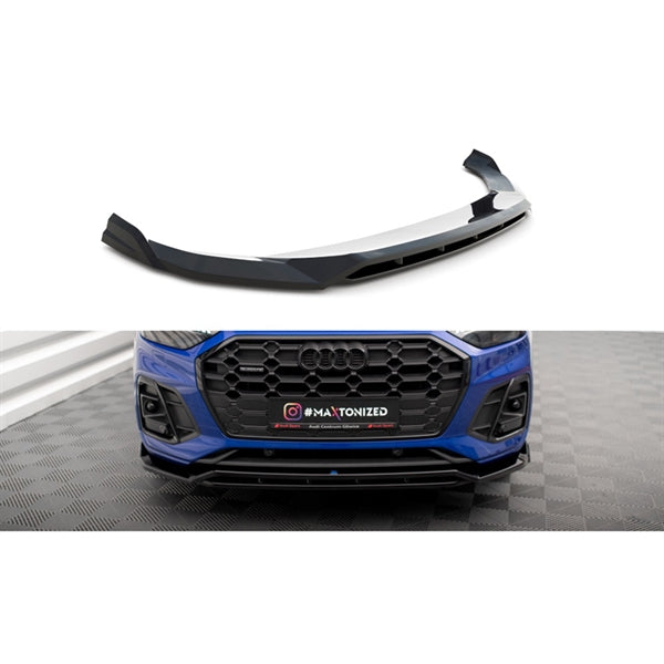 Maxton Front Splitter V.1 Audi SQ5 / Q5 S-Line SUV / Sportback Mk2 Facelift - Gloss Black