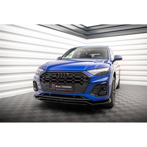 Maxton Front Splitter V.1 Audi SQ5 / Q5 S-Line SUV / Sportback Mk2 Facelift - Gloss Black