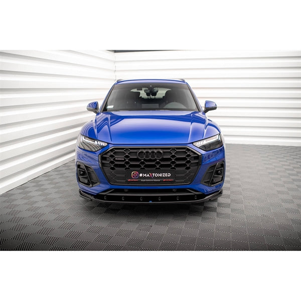 Maxton Front Splitter V.2 AUDI SQ5 / Q5 S-LINE SUV / Sportback MK2 Facelift - Gloss Black