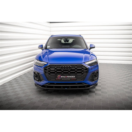 Maxton Front Splitter V.2 AUDI SQ5 / Q5 S-LINE SUV / Sportback MK2 Facelift - Gloss Black