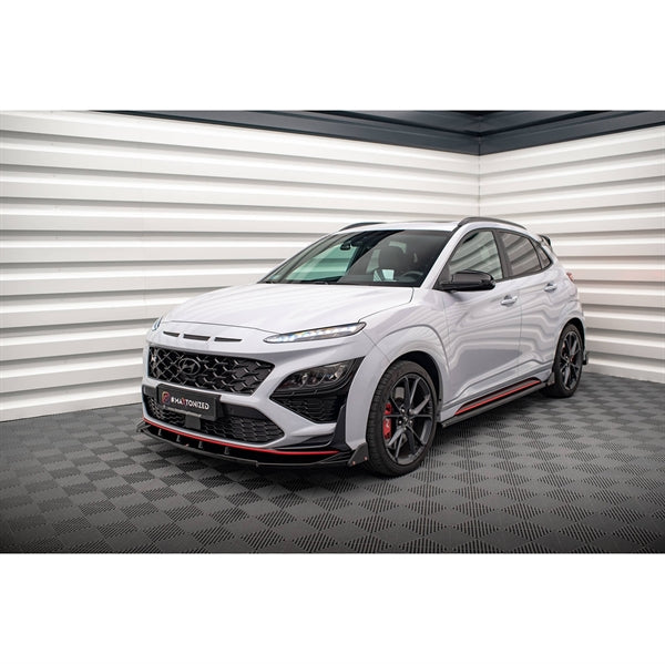 Maxton Front Splitter V.2 + Flaps Hyundai Kona N Mk1 - Gloss Black