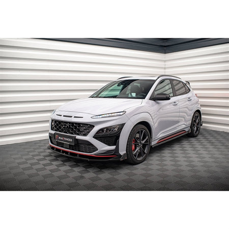 Maxton Front Splitter V.2 + Flaps Hyundai Kona N Mk1 - Gloss Black