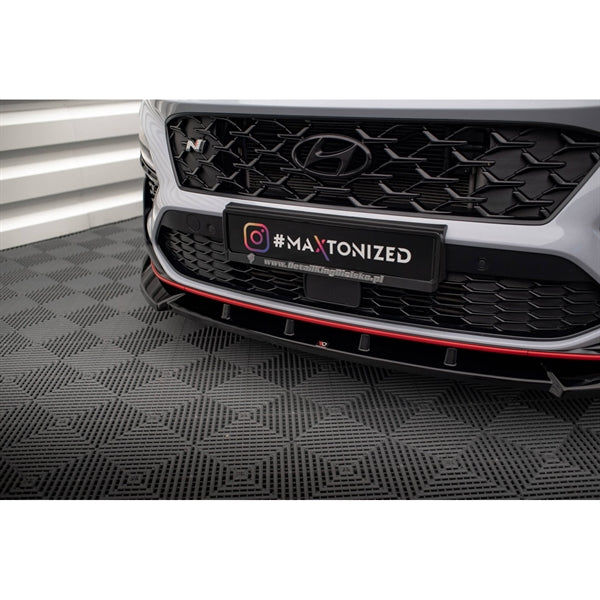 Maxton Front Splitter V.2 Hyundai Kona N Mk1 - Gloss Black