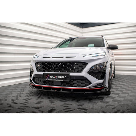 Maxton Front Splitter V.2 Hyundai Kona N Mk1 - Gloss Black