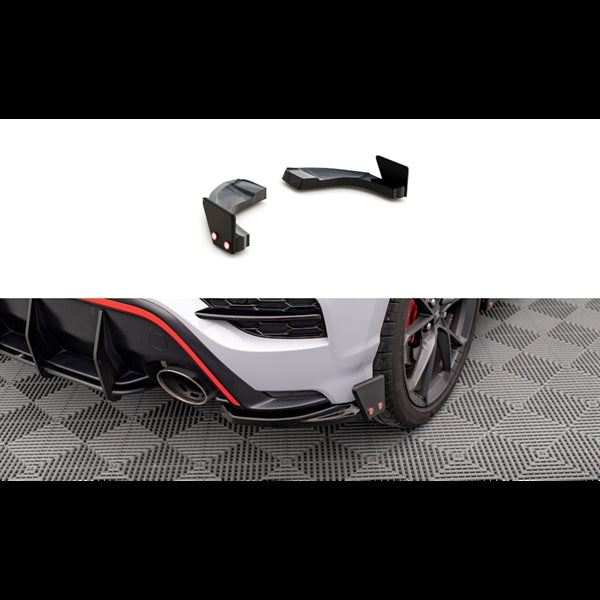 Maxton Rear Side Splitters V.1 + Flaps Hyundai Kona N Mk1 - Gloss Black