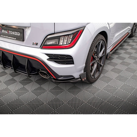 Maxton Rear Side Splitters V.1 + Flaps Hyundai Kona N Mk1 - Gloss Black