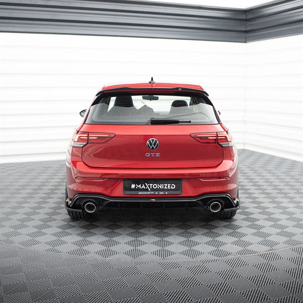 Maxton Rear Valance + Exhaust Ends Imitation VW Golf GTE / R-Line Mk8 / Mk8 Facelift - Black